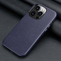 Coque Luxe Cuir Housse Etui A09 pour Apple iPhone 15 Pro Bleu