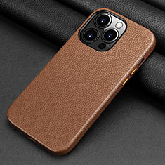 Coque Luxe Cuir Housse Etui A09 pour Apple iPhone 15 Pro Max Marron