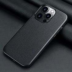 Coque Luxe Cuir Housse Etui A09 pour Apple iPhone 16 Pro Noir