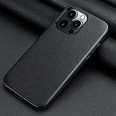 Coque Luxe Cuir Housse Etui A13 pour Apple iPhone 14 Pro Max Noir