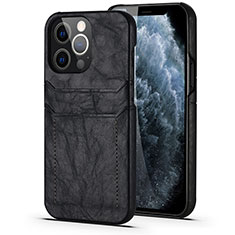 Coque Luxe Cuir Housse Etui A14 pour Apple iPhone 13 Pro Max Noir