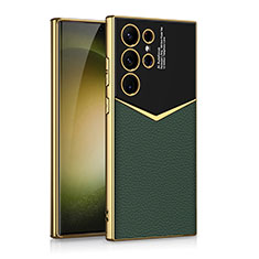 Coque Luxe Cuir Housse Etui AC4 pour Samsung Galaxy S21 Ultra 5G Vert
