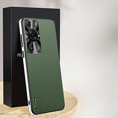 Coque Luxe Cuir Housse Etui AT1 pour Huawei P60 Pro Vert