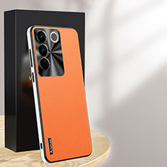 Coque Luxe Cuir Housse Etui AT1 pour Vivo V27 5G Orange