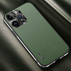 Coque Luxe Cuir Housse Etui AT2 pour Apple iPhone 14 Pro Max Vert