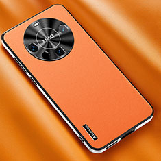 Coque Luxe Cuir Housse Etui AT2 pour Huawei Mate 60 Orange