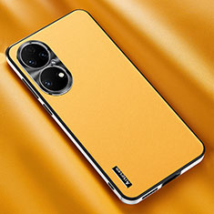 Coque Luxe Cuir Housse Etui AT2 pour Huawei P50 Jaune