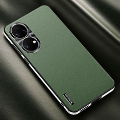 Coque Luxe Cuir Housse Etui AT2 pour Huawei P50 Vert