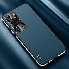 Coque Luxe Cuir Housse Etui AT2 pour Huawei P60 Bleu