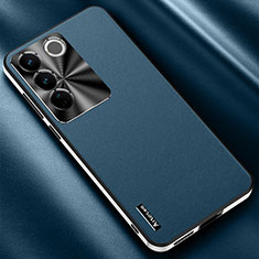 Coque Luxe Cuir Housse Etui AT2 pour Vivo V27 5G Bleu