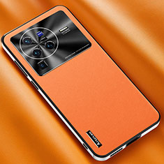 Coque Luxe Cuir Housse Etui AT2 pour Vivo X80 Pro 5G Orange