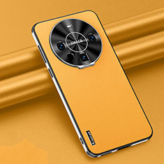 Coque Luxe Cuir Housse Etui AT3 pour Huawei Mate 60 Pro Jaune