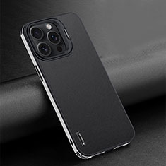 Coque Luxe Cuir Housse Etui AT4 pour Apple iPhone 15 Pro Max Noir