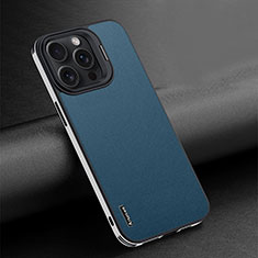 Coque Luxe Cuir Housse Etui AT4 pour Apple iPhone 16 Pro Bleu