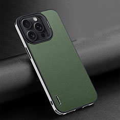 Coque Luxe Cuir Housse Etui AT4 pour Apple iPhone 16 Pro Max Vert