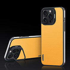 Coque Luxe Cuir Housse Etui AT5 pour Apple iPhone 15 Pro Jaune