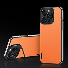 Coque Luxe Cuir Housse Etui AT5 pour Apple iPhone 16 Pro Max Orange