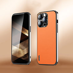 Coque Luxe Cuir Housse Etui AT6 pour Apple iPhone 15 Pro Max Orange