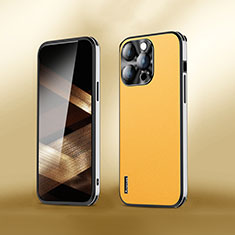 Coque Luxe Cuir Housse Etui AT6 pour Apple iPhone 16 Pro Max Jaune