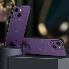 Coque Luxe Cuir Housse Etui avec Mag-Safe Magnetic Magnetique LD1 pour Apple iPhone 15 Plus Violet