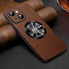 Coque Luxe Cuir Housse Etui avec Mag-Safe Magnetic Magnetique LD2 pour Apple iPhone 13 Marron