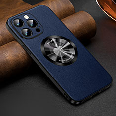 Coque Luxe Cuir Housse Etui avec Mag-Safe Magnetic Magnetique LD2 pour Apple iPhone 13 Pro Bleu