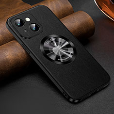 Coque Luxe Cuir Housse Etui avec Mag-Safe Magnetic Magnetique LD2 pour Apple iPhone 15 Noir