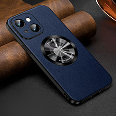 Coque Luxe Cuir Housse Etui avec Mag-Safe Magnetic Magnetique LD2 pour Apple iPhone 15 Plus Bleu