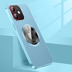 Coque Luxe Cuir Housse Etui avec Mag-Safe Magnetic Magnetique QC1 pour Apple iPhone 12 Bleu Ciel