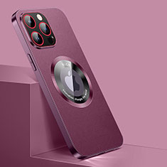 Coque Luxe Cuir Housse Etui avec Mag-Safe Magnetic Magnetique QC1 pour Apple iPhone 14 Pro Rouge