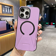 Coque Luxe Cuir Housse Etui avec Mag-Safe Magnetic Magnetique QC2 pour Apple iPhone 14 Pro Violet