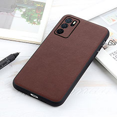 Coque Luxe Cuir Housse Etui B01H pour Oppo A54s Marron