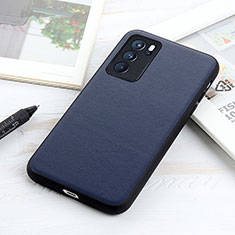 Coque Luxe Cuir Housse Etui B01H pour Oppo Reno6 Pro 5G India Bleu