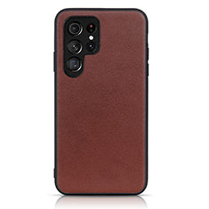 Coque Luxe Cuir Housse Etui B01H pour Samsung Galaxy S21 Ultra 5G Marron