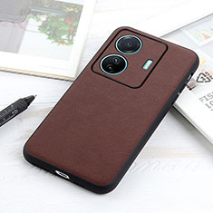 Coque Luxe Cuir Housse Etui B01H pour Vivo iQOO Z6 Pro 5G Marron