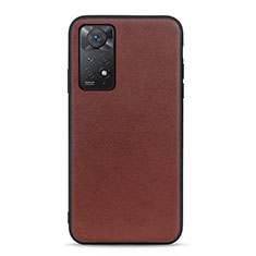 Coque Luxe Cuir Housse Etui B01H pour Xiaomi Redmi Note 11 Pro 4G Marron