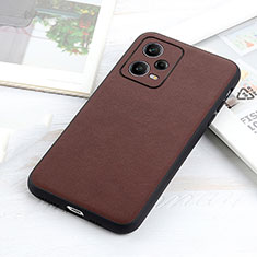 Coque Luxe Cuir Housse Etui B01H pour Xiaomi Redmi Note 12 Pro 5G Marron