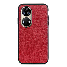 Coque Luxe Cuir Housse Etui B02H pour Huawei P50 Rouge