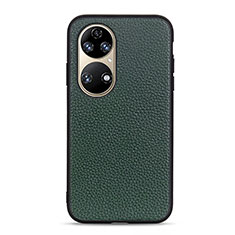 Coque Luxe Cuir Housse Etui B02H pour Huawei P50e Vert