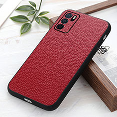 Coque Luxe Cuir Housse Etui B02H pour Oppo A16 Rouge