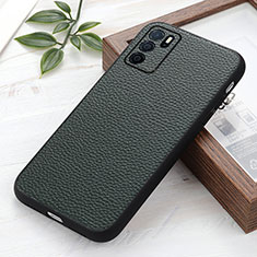 Coque Luxe Cuir Housse Etui B02H pour Oppo A16 Vert