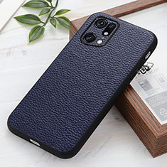 Coque Luxe Cuir Housse Etui B02H pour Oppo Find X5 Pro 5G Bleu