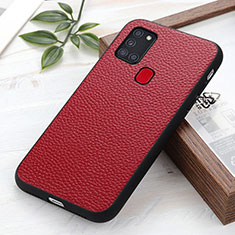 Coque Luxe Cuir Housse Etui B02H pour Samsung Galaxy A21s Rouge