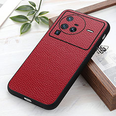 Coque Luxe Cuir Housse Etui B02H pour Vivo X80 Pro 5G Rouge