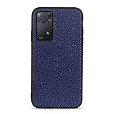 Coque Luxe Cuir Housse Etui B02H pour Xiaomi Redmi Note 11 Pro 4G Bleu