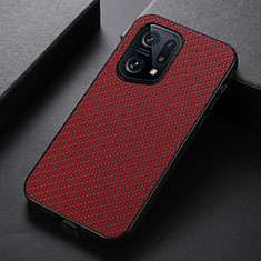 Coque Luxe Cuir Housse Etui B05H pour Oppo Find X5 5G Rouge