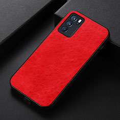 Coque Luxe Cuir Housse Etui B05H pour Oppo Reno6 Pro 5G India Rouge