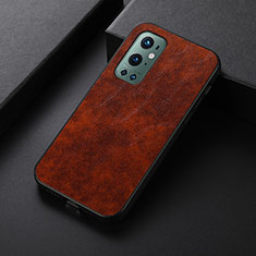 Coque Luxe Cuir Housse Etui B07H pour OnePlus 9 Pro 5G Brun Clair