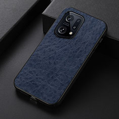 Coque Luxe Cuir Housse Etui B07H pour Oppo Find X5 5G Bleu