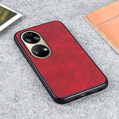 Coque Luxe Cuir Housse Etui B08H pour Huawei P50e Rouge